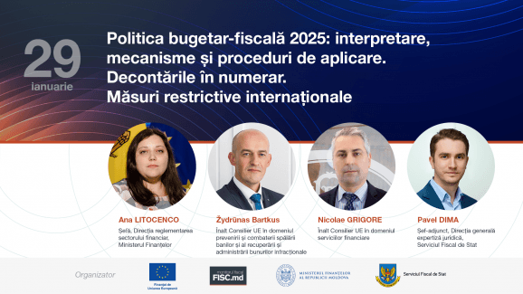 29 ianuarie: „Decontările în numerar. Măsuri restrictive internaționale”. Speakerii evenimentului