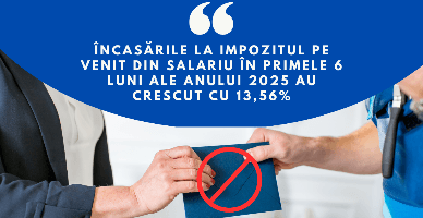 Încasările la impozitul pe venit din salariu în primele 6 luni ale anului 2025 au crescut cu 13,56%